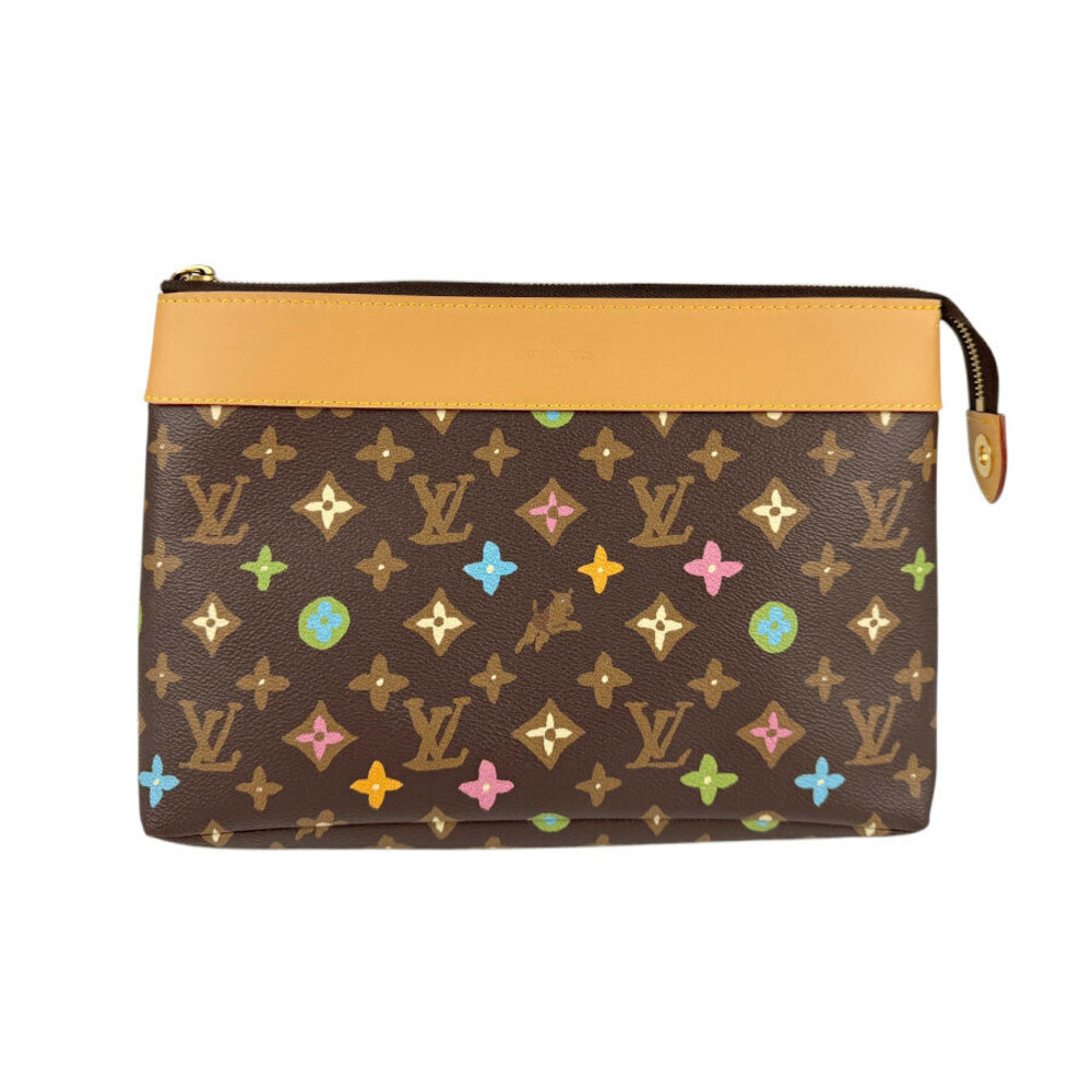 Louis Vuitton Clutch Bag Monogram Craggy Pochette Voyage Canvas Leather Brown